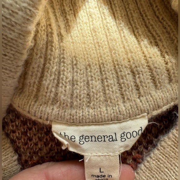 The General‎ Good~Women’s Knit Sayf V- Neck Folded Collar Sweater Size Large - Picture 7 of 8